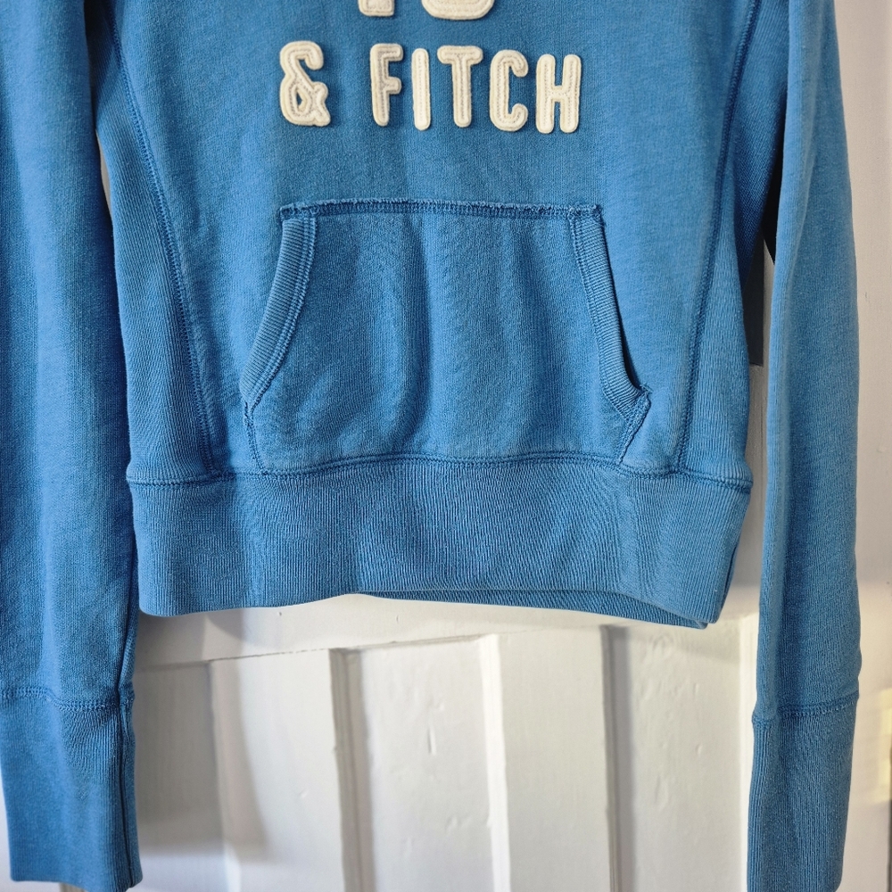 Abercrombie & Fitch Vintage Y2K Preppy Pullover Hoodie Graphic Logo Blue Sz M - Picture 3 of 12